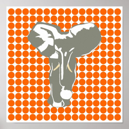 Tangerine Safari Dot with Pop Art Elephant Poster (Voorkant)