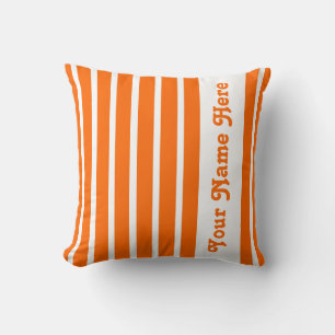 Tangerine Safari Stripe Kussen met naam