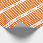 Tangerine Safari Stripe met aangepaste tekst Cadeaupapier (Hoek)