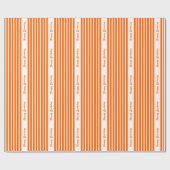 Tangerine Safari Stripe met aangepaste tekst Cadeaupapier (Vlak)