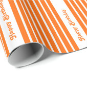 Tangerine Safari Stripe met aangepaste tekst Cadeaupapier (Rol Hoek)
