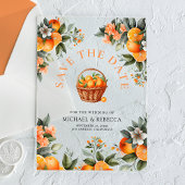 Tangerine Sinaasappel Citrus Wedding Save the Date Acryl Uitnodigingen
