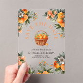 Tangerine Sinaasappel Citrus Wedding Save the Date Acryl Uitnodigingen (Insitu (Draagbaar))