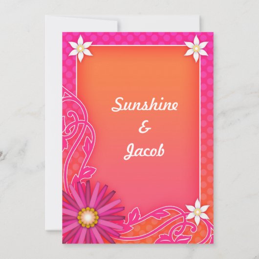 Tangerine Sinaasappel en roze bruiloft repetitie d Kaart (Achterkant)