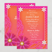 Tangerine Sinaasappel en roze bruiloft repetitie d Kaart (Voorkant / Achterkant)