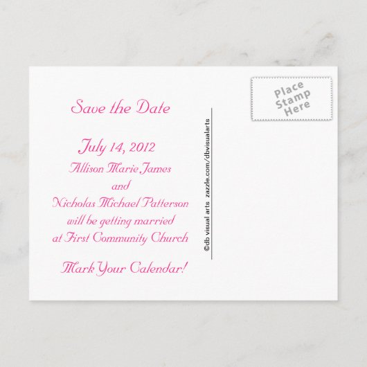 Tangerine Sinaasappel en Roze save date foto Aankondigingskaart (Achterkant)