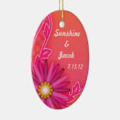 Tangerine Sinaasappel en Roze Zomerbruiloft Keramisch Ornament (Rechts)