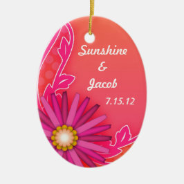 Tangerine Sinaasappel en Roze Zomerbruiloft Keramisch Ornament