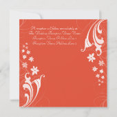 Tangerine Sinaasappel Floral Swirls Wedding Invitt Kaart (Achterkant)