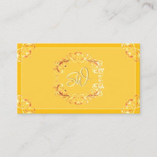  Tangerine Sinaasappel Monogram Foto QR-code Visitekaartje (Voorkant)