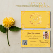 Tangerine Sinaasappel Monogram Foto QR-code Visitekaartje