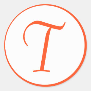 Tangerine Sinaasappel Monogrammed Envelope Seal St Ronde Sticker