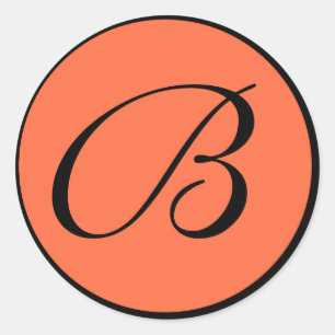 Tangerine Sinaasappel Monogrammed Huwelijksenvelop Ronde Sticker