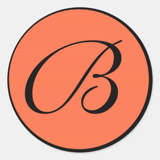 Tangerine Sinaasappel Monogrammed Huwelijksenvelop Ronde Sticker (Voorkant)
