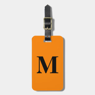 Tangerine Sinaasappel Zwart Monogrammen Naam Gift  Bagagelabel