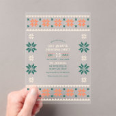 Tangerine Spruce Ugly Sweater Christmas Party Acryl Uitnodigingen (Insitu (Draagbaar))