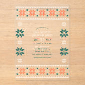 Tangerine Spruce Ugly Sweater Christmas Party Acryl Uitnodigingen (Voorkant)