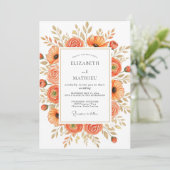 Tangerine Stately Autumnal Wedding Kaart (Staand voorkant)