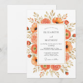 Tangerine Stately Autumnal Wedding Kaart (Voorkant / Achterkant)