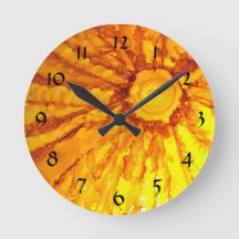 Tangerine Sun Wall Clock - met cijfers