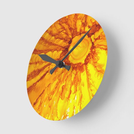 Tangerine Sun Wall Clock Ronde Klok (Hoek)