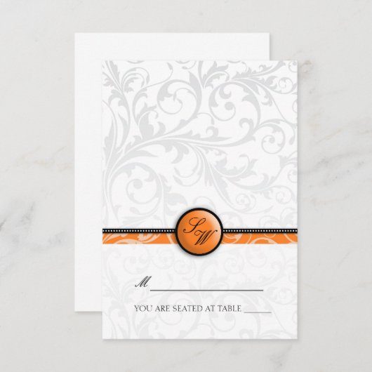 Tangerine Swirl Monogram volgend op Tent Place Car Kaart (Voorkant / Achterkant)