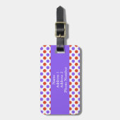 Tangerine Tango en Paarse pokkendots Bagagelabel (Voorkant verticaal)