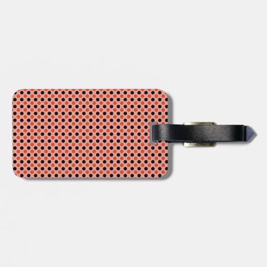 Tangerine Tango en Zwarte Polka Dot Bagagelabel (Achterkant horizontaal)