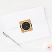Tangerine Tango Groene Cirkel Bruiloft Envelop Afd Vierkante Sticker (Envelop)