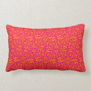 Tangerine Tango Sinaasappel en Hot Pink Vines Kussen