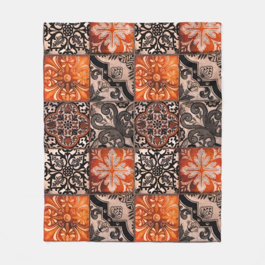 Tangerine Tegel Fleece Deken (Voorkant)