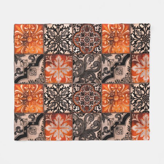 Tangerine Tegel Fleece Deken (Voorkant (Horizontaal))