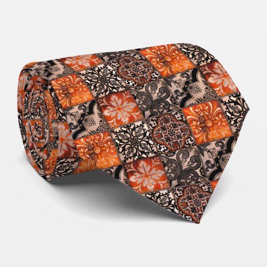 Tangerine Tegel Stropdas (Opgerold)