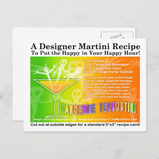 Tangerine Terror Halloween Martini Recept Briefkaa Briefkaart (Voorkant / Achterkant)