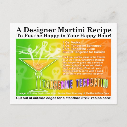 Tangerine Terror Halloween Martini Recept Briefkaa Briefkaart (Voorkant)