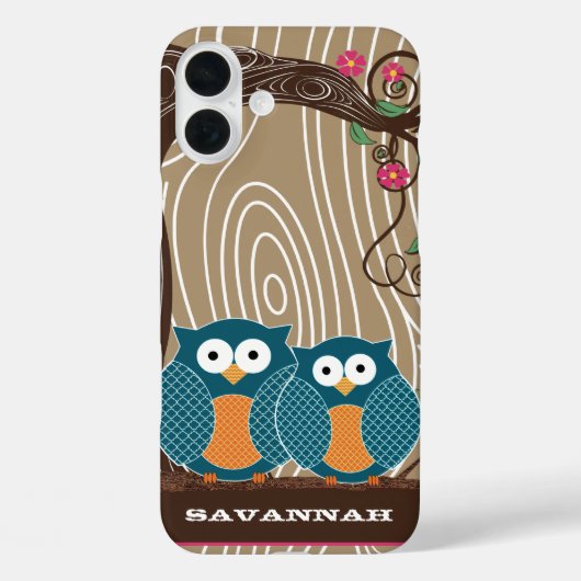 Tangerine Uil Houtnerf Structuur Boom Zig Zag Kies Case-Mate iPhone Case (Achterkant)