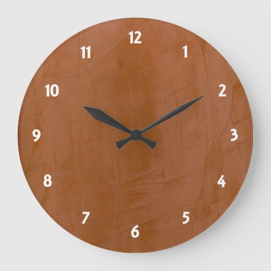 Tangerine Venetian Plaster Round Walllock Grote Klok (Voorkant)