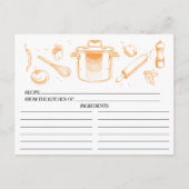 Tangerine Verketched Kitchen Tools Recipcards Briefkaart (Voorkant)