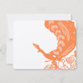 Tangerine Vintage Moderne Pauw Huwelijk RSVP Kaartje (Voorkant)