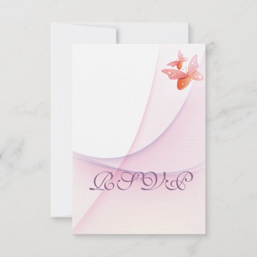 tangerine vlinder RSVP kaartje (Voorkant)