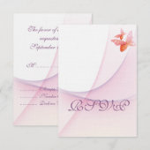 tangerine vlinder RSVP kaartje (Voorkant / Achterkant)