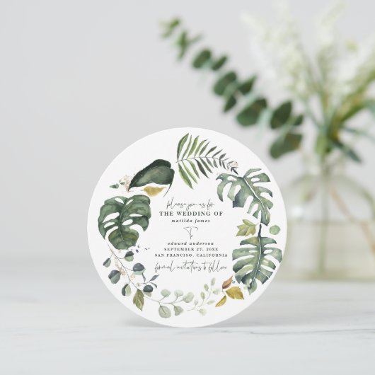 Tangerine waterverf bloemachtige trouwkaart 'save  save the date (Staand voorkant)