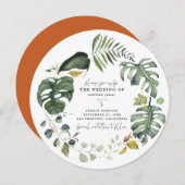 Tangerine waterverf bloemachtige trouwkaart 'save  save the date (Voorkant / Achterkant)