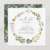 Tangerine waterverf florale bruiloft met uitzonder save the date (Voorkant / Achterkant)