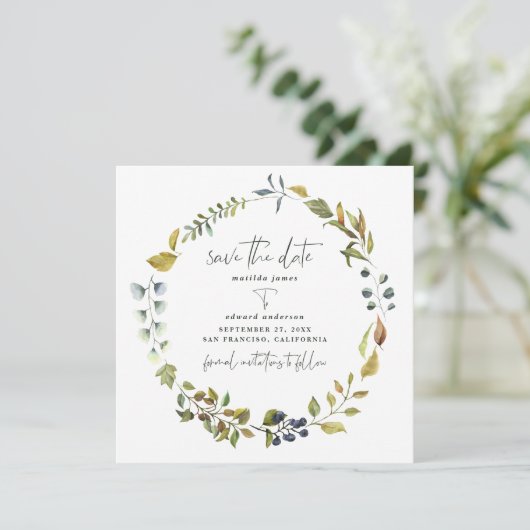 Tangerine waterverf florale bruiloft met uitzonder save the date (Staand voorkant)