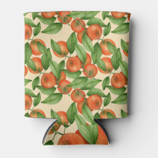 Tangerine waterverf, naadloos vruchtpatroon. blikjeskoeler