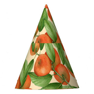 Tangerine waterverf, naadloos vruchtpatroon. feesthoedjes