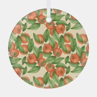 Tangerine waterverf, naadloos vruchtpatroon. glas ornament