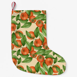 Tangerine waterverf, naadloos vruchtpatroon. kleine kerstsok