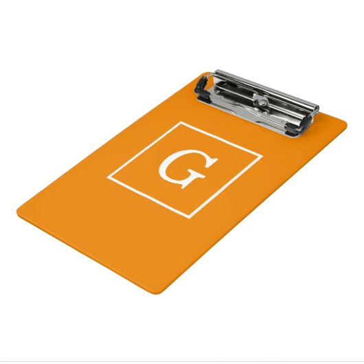 Tangerine White Framed Initiaal Monogram Mini Klembord (Angled3)